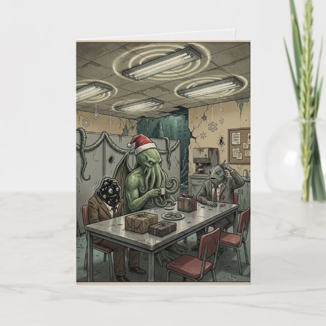 Cthulhu-Büro-Weihnachtsfeier Karte (Vorderseite)