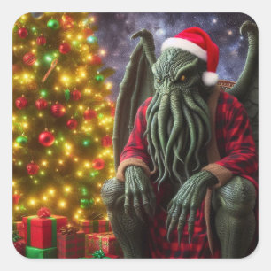 Cthulhu Christmas Creepmas Merry Cthulhumas Quadratischer Aufkleber