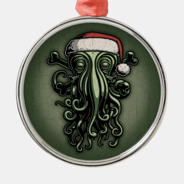 Cthulhu Claus Silbernes Ornament (Vorne)