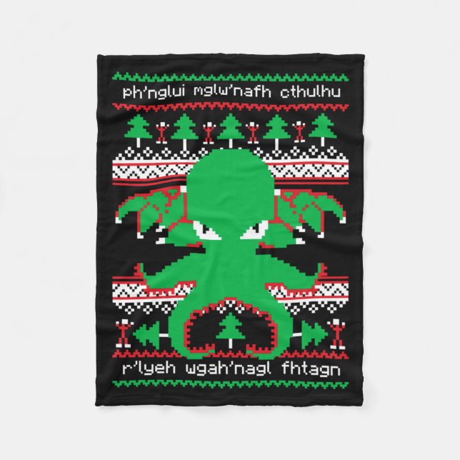 Cthulhu Cultist Christmas Cthulhu Ugly Christmas S Fleecedecke (Vorderseite)