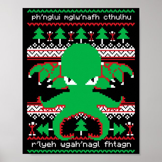 Cthulhu Cultist Christmas Cthulhu Ugly Christmas S Poster (Vorne)