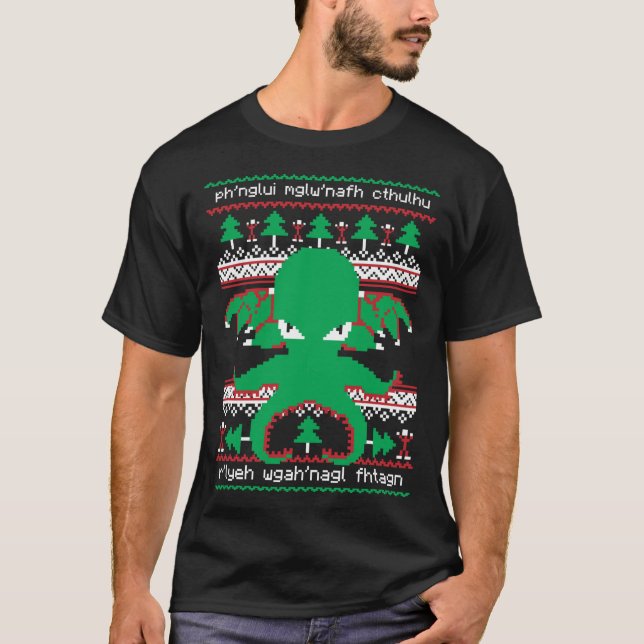 Cthulhu Cultist Christmas Cthulhu Ugly Christmas S T-Shirt (Vorderseite)