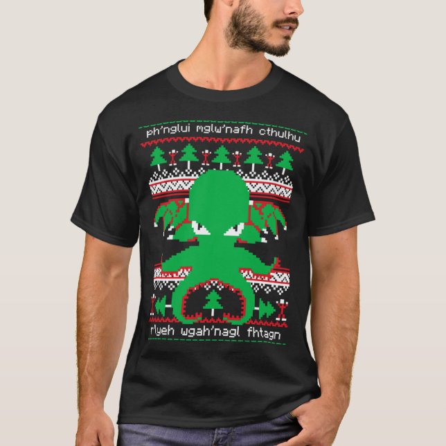 Cthulhu Cultist Christmas Cthulhu Ugly Christmas S T-Shirt (Vorderseite)