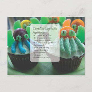 Cthulhu-Cupcakes Rezeptkarte Postkarte