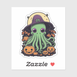 Cthulhu Halloween Madness - Kawaii Lila Hexe Aufkleber