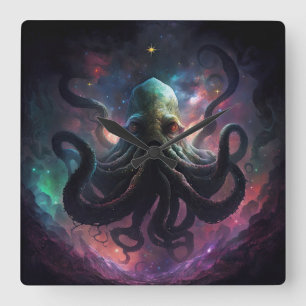 Cthulhu Hanging Wall Clock Quadratische Wanduhr