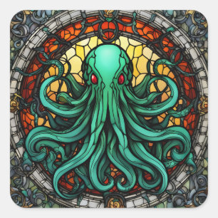Cthulhu Hartglas Quadratischer Aufkleber