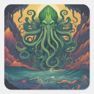 Cthulhu Mystical Symbolism Quadratischer Aufkleber
