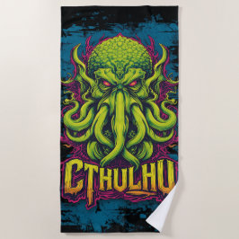 Cthulhu Neon-Horror-Kunst – Lovecraft-Inspiration  Strandtuch