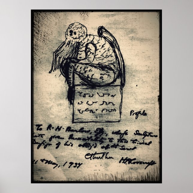 Cthulhu Originalskizze von HP Lovecraft Poster (Vorne)