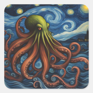 Cthulhu Post-Impressionismus Quadratischer Aufkleber