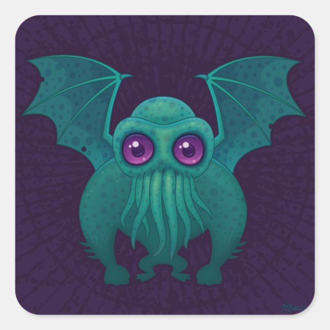 Cthulhu Quadratischer Aufkleber (Vorderseite)