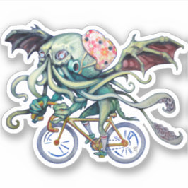 Cthulhu Reiten mit dem Fahrrad Aufkleber