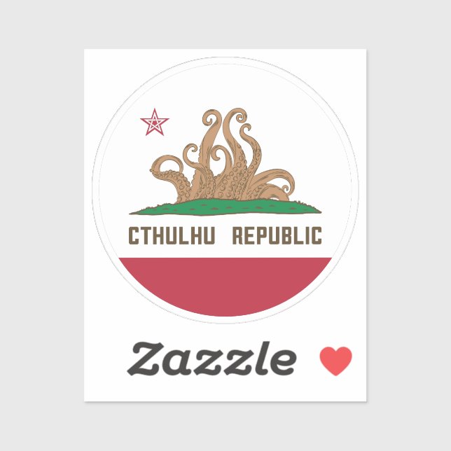 Cthulhu Republik California Flag Lovecraft Aufkleber (Blatt)
