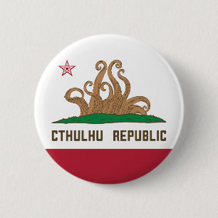 Cthulhu Republik California Flag Lovecraft Button