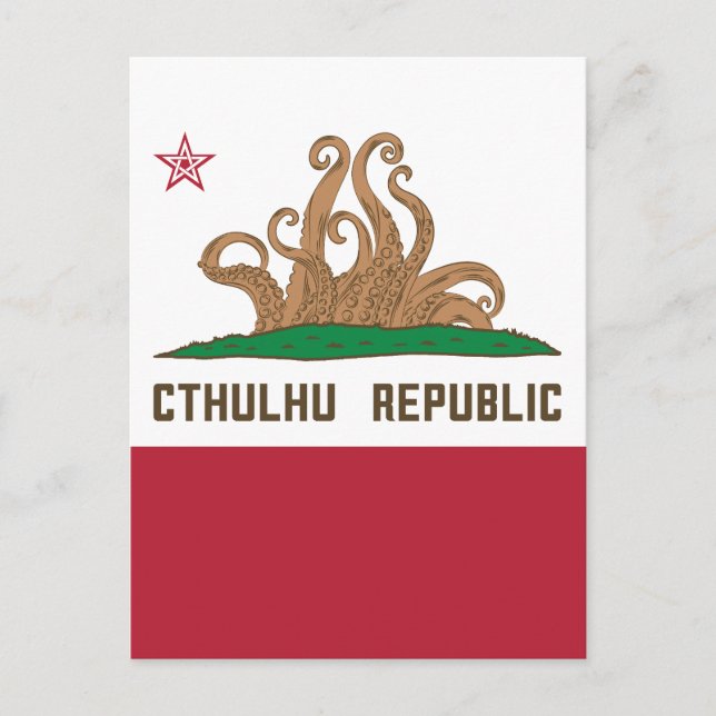 Cthulhu Republik California Flag Lovecraft Postkarte (Vorderseite)