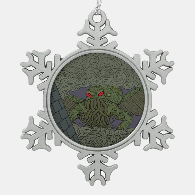 Cthulhu Schneeflocken Zinn-Ornament (Vorderseite)