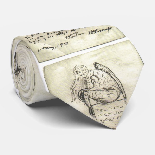 Cthulhu Sketch von Lovecraft Neck Tie Krawatte (Gerollt)