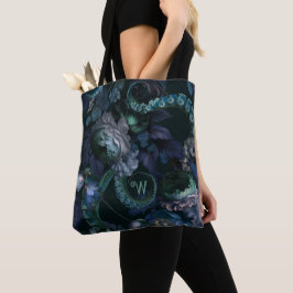 Cthulhu Türkis Tentakel Blumen Monogramm