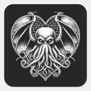 Cthulhu Valentine Lovecraft Horror Heftsticker Quadratischer Aufkleber