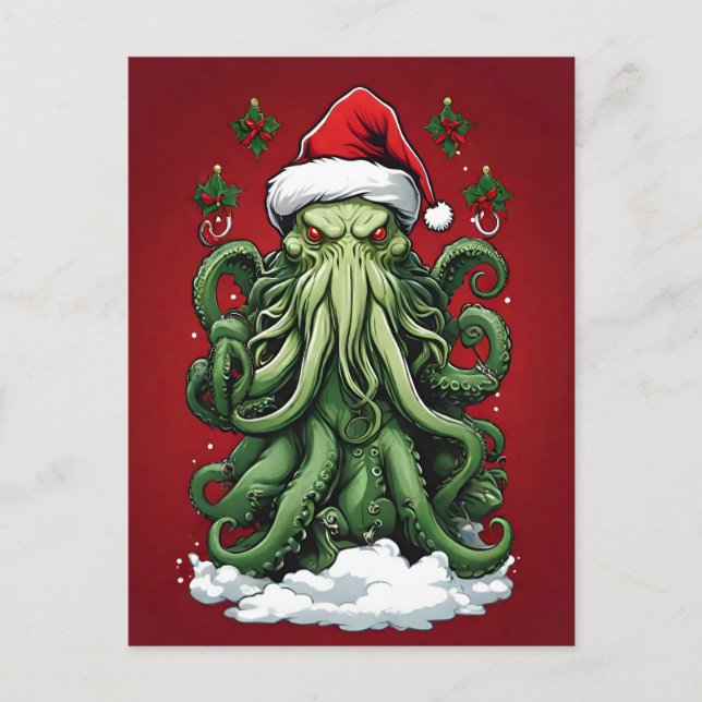 Cthulhus Yuletide Reign: Ein erschreckendes Weihna Postkarte (Vorderseite)