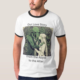 🦑 Cthulu und seine Braut Lovecraftian Herren-Ring T-Shirt