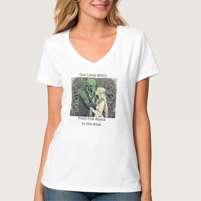 Cthulu und seine Bride Lovecraftian Women's V-Neck T-Shirt (Vorderseite)