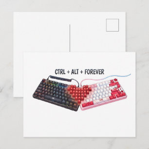 Ctrl Alt Forever Couple-Tastaturen-Design Postkarte