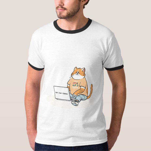 Ctrl Cat Delete Funny Cat Laptop Tee (Vorderseite)