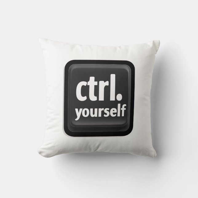 „Ctrl Yourself“-Tastendesign – Minimalistischer Mo Kissen (Vorderseite)