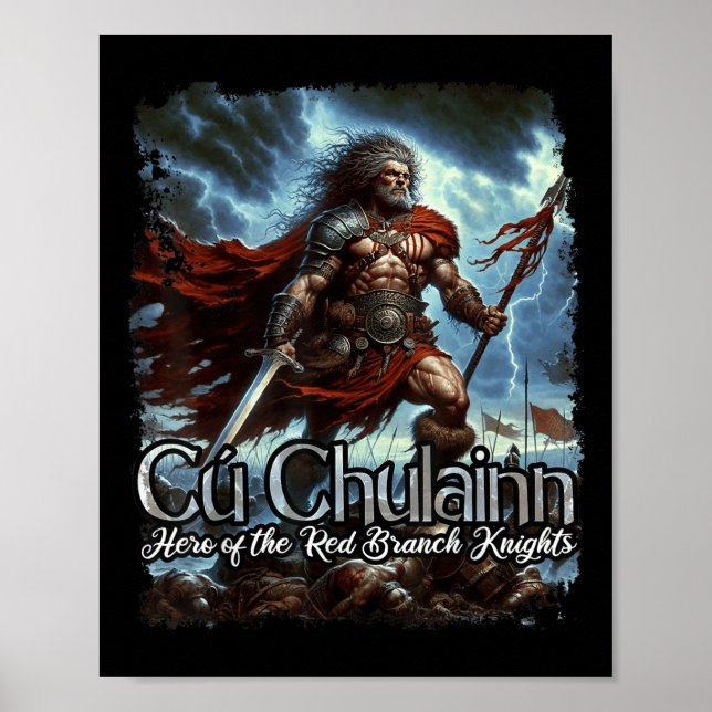 Cu Chulainn Celtic Irish Mythology Krieg Gott Poster (Vorne)