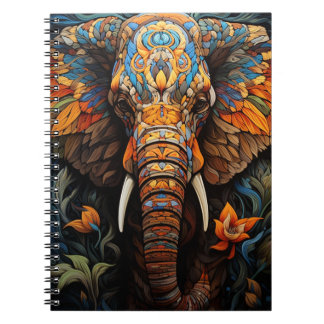 Cuaderno Animales En Arte Vitral Elefante Notizblock