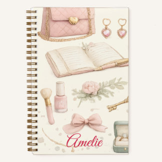 Cuaderno Coquette Aesthetic Pink Bow Makeup Person Notizbuch