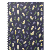 Cuaderno de espiral flor de agua y lavanda