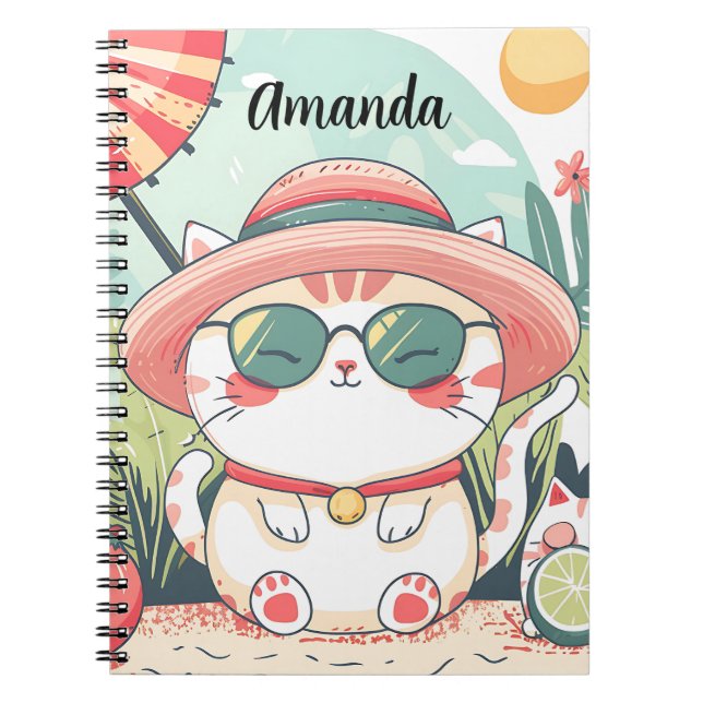 Cuaderno Kawaii Summer Cat Notizblock (Vorderseite)