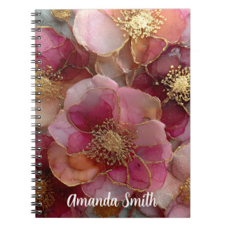 Cuaderno Personalizable con Nombre Diseño Flores Notizblock