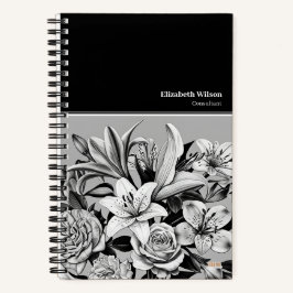 Cuaderno Professional Black & White Flowers Notizbuch