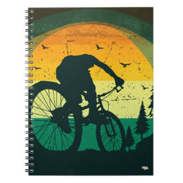 Cuaderno Retro Mountain Biking Adventure Sunset Notizblock