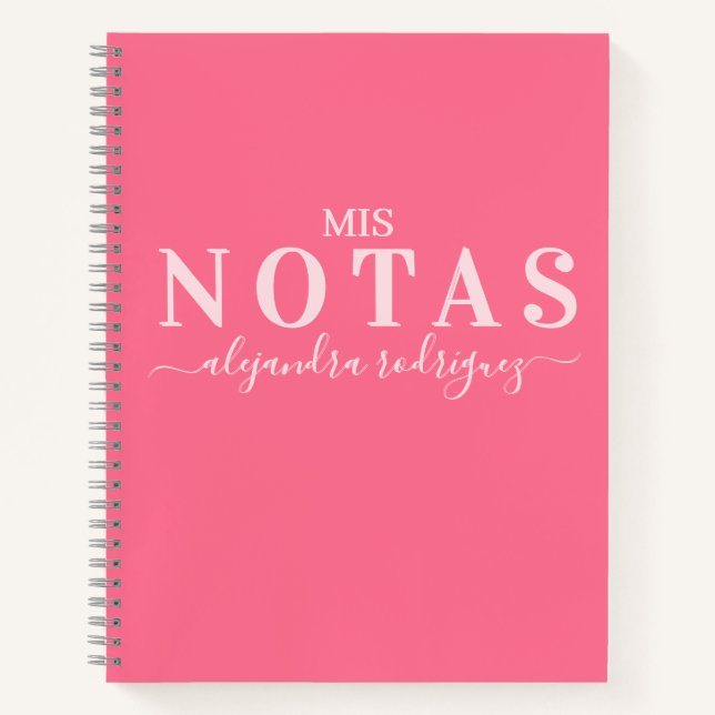 Cuaderno Rosa Coral Elegante con nombre Notizbuch (Vorderseite)