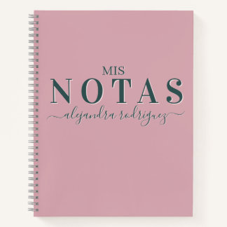 Cuaderno Rosa empolvado con nombre, letras verdes Notizbuch