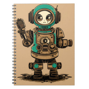 Cuaderno Vintage niedliche Roboter Radiokassette r Notizblock