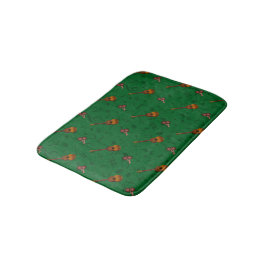 Cuatro und Maracas mit Musiknoten auf DARK GREEN Badematte