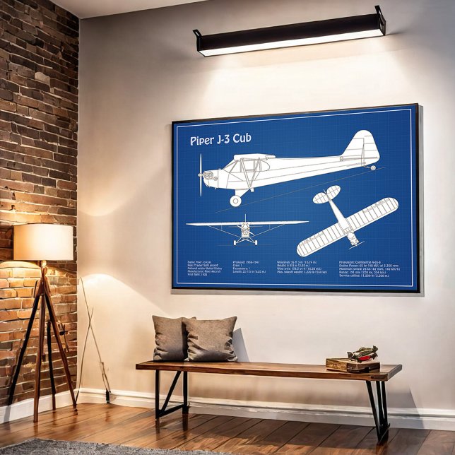 Cub Airplane - Airplane Blueprint Plans ABD Poster (Von Creator hochgeladen)