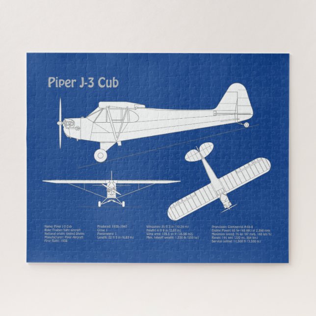Cub Airplane - Airplane Blueprint Plans ABD Puzzle (Horizontal)