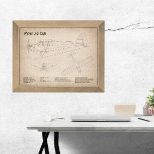 Cub Airplane - Airplane Blueprint Plans SD Fotodruck