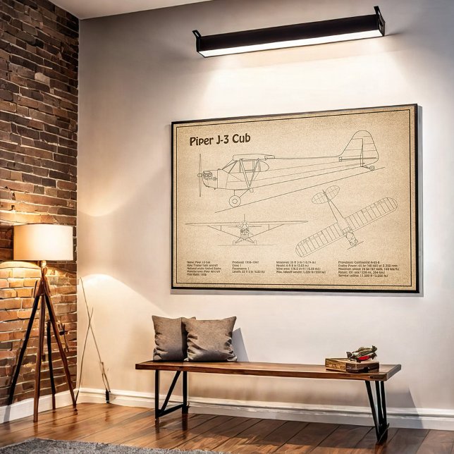 Cub Airplane - Airplane Blueprint Plans SD Poster (Von Creator hochgeladen)