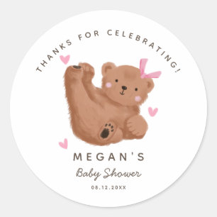 Cub Bear Girl Babydusche Woodland Runder Aufkleber