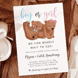 Cub Bear Thema Gender Reveal Party Einladung