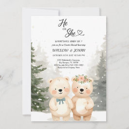 Cub Bear Theme Gender Reveal Party Invitation Einladung