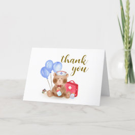 Cub Nurse Doctor Teddy Bear Balloon Babydusche Dankeskarte